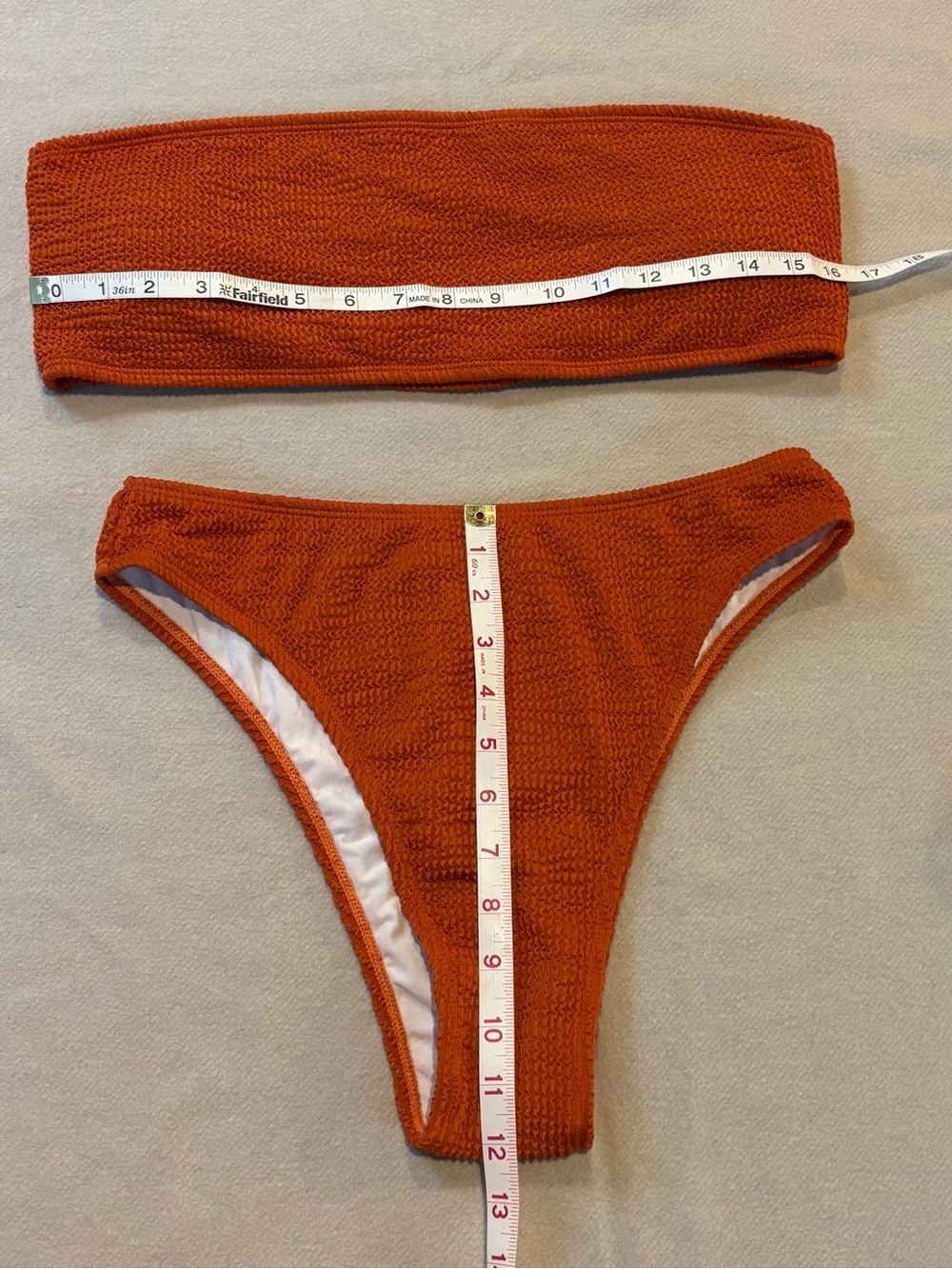 Shein Swim Orange Textured Bandeau Bikini Set XL